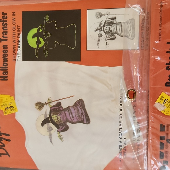 Vintage Dizzle Pre-Shaded Halloween Iron-on Transfers Glow Witch Ghost Pumpkin - Picture 2 of 10